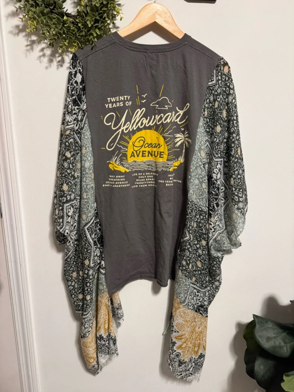 Custom Yellowcard Graphic Tee with Patterned Kimono Sleeves - Picture 5 of 6